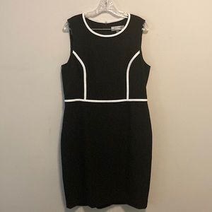 Black sheath dress with white piping detail- Kasper size 12